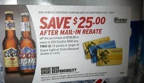 Fry’s: $25.00 Rebate when you Buy Coors Beer and Gift Cards