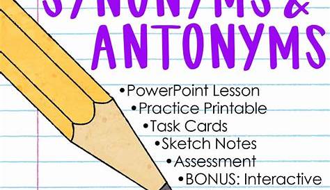 Fourth Grade Grammar: Synonyms and Antonyms • Teacher Thrive