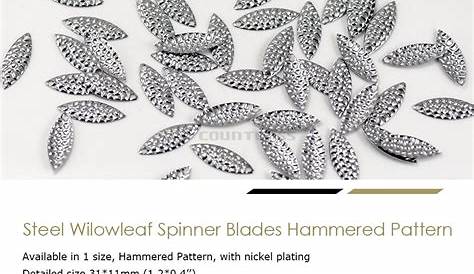 50pcs Stainless Steel Nickel Willow Leaf Spinner Blades Hammered Finish