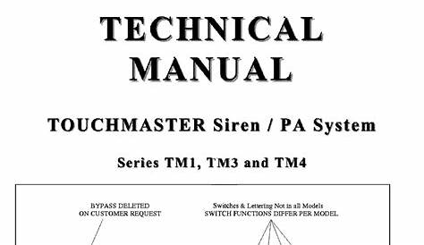 UNITROL TOUCHMASTER SIREN PA SYSTEM TM1 TM2 TM3 TM4 TECHNICAL MANUAL
