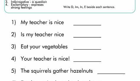 type of sentence worksheets