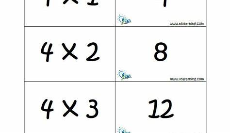 multiplication flash cards printable