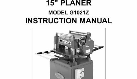 Grizzly G1021Z Planer User Manual | Manualzz