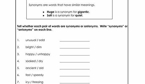 synonyms and antonyms worksheet for grade 2