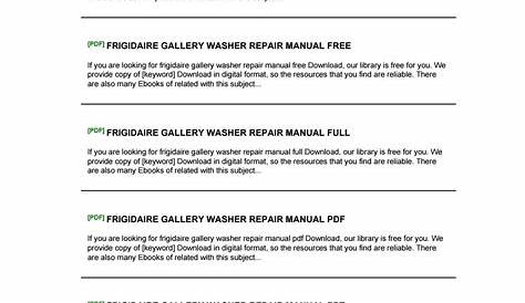 Frigidaire gallery washer repair manual by gyresw87asius - Issuu