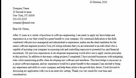 software engineer cover letter sample