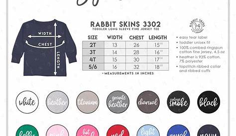 Rabbit Skins 3302 Size Color Chart ALL 14 COLORS Rabbit | Etsy