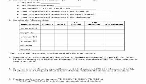 isotope practice worksheets with answers