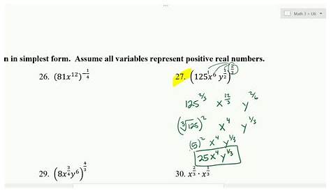 simplify rational exponents worksheets