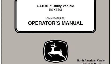 John Deere RSX850i GATOR Utility Vehicle PIN (010001-) Operator’s