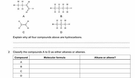 alkanes and alkenes worksheet