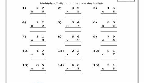 Multiplication - 2 Digits by 1 Digit Sheet 3 Worksheet for 3rd - 4th