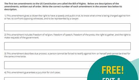 Bill Of Rights Worksheet