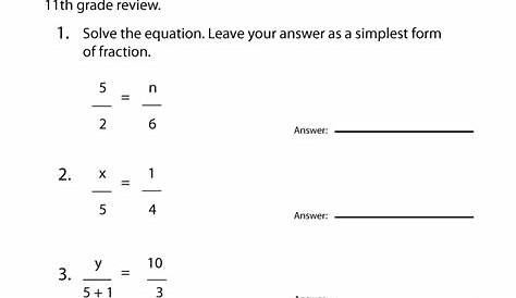 11th Grade Math Review Worksheet | Worksheets Worksheets