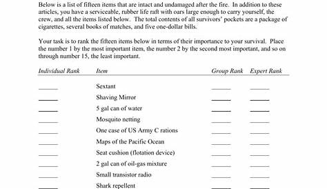 lost at sea worksheet