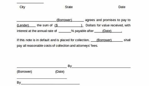 simple promissory note template pdf