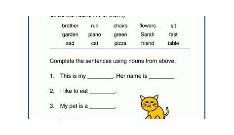 first grade nouns worksheet