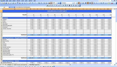 monthly expense worksheet excel