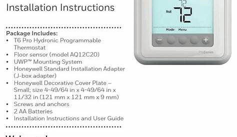 Honeywell Home Pro Series T6 Manual