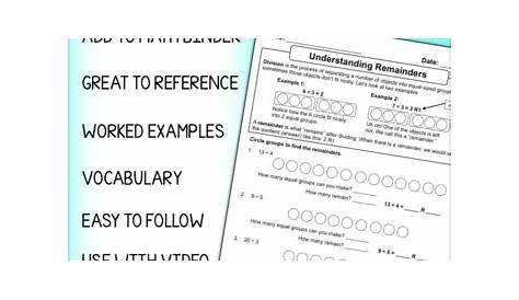 interpret remainders worksheets
