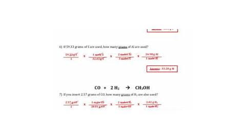 gram to gram stoichiometry worksheets answers