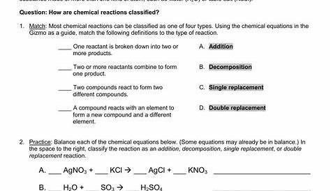 Balancing Equations Worksheet Answers | Chemical equation, Learning