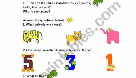 kindergarten test worksheets