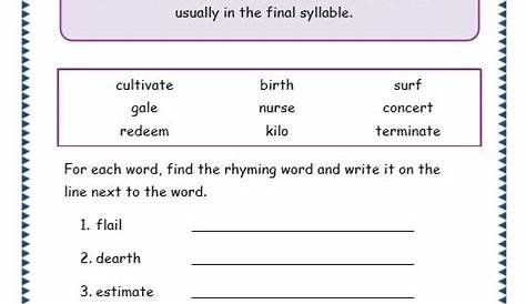 grade 3 rhyming words worksheet