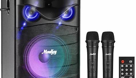 Moukey Karaoke Speaker with 2 Wireless Microphones, Portable Bluetooth
