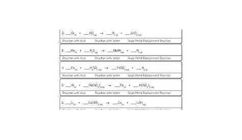 Single Replacement Reaction Worksheet - Worksheet 9c Chemical Reactions