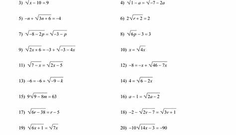 Solving Radical Equations Worksheet - Educational Worksheet