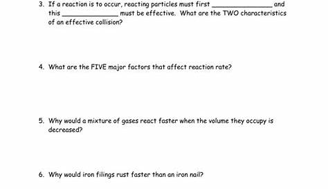 rate of reaction worksheets