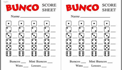 Free Printable Bunco Score Sheet