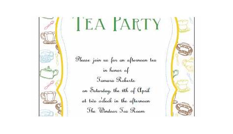 printable tea party invitations wording