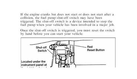2002 ford escape fuel pump reset switch