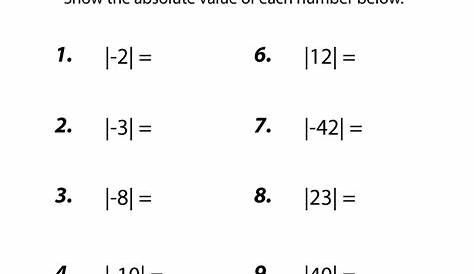 Eighth Grade Absolute Value Worksheet