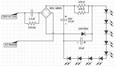 220vac led lamp circuit diagram