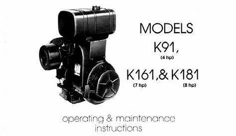 Kohler Engines MODELS K91 (4 HP) Kl6l ,& Kl81 (7 HP) (8 HP) Owners