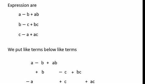Ex 8.1, 3 - Add the following (ii) a – b + ab, b – c + bc, c – a + ac