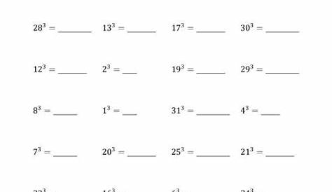 Math Cubes Worksheet - cubes of numbers from 1 to 32 a number sense