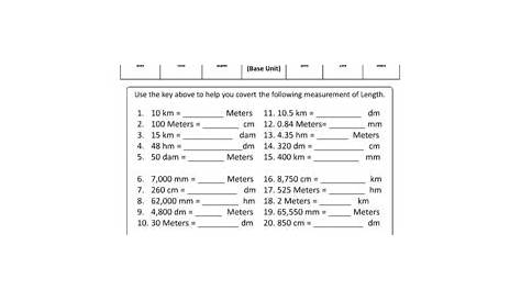metric system worksheet 8th grade