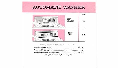 Kenmore Washing Machine Series I00 User Manual - alabamanew