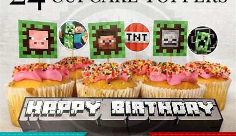 Printable Minecraft Cupcake Toppers - Minecraft Birthday Party Supplies