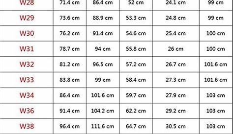 Image result for mens pant size chart | Mens pants size chart, Mens