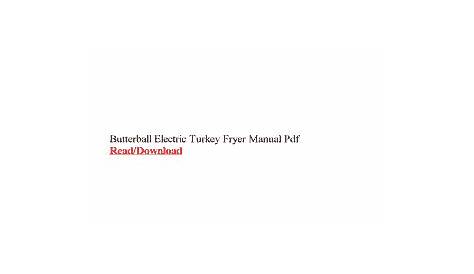 butterball professional series turkey fryer manual