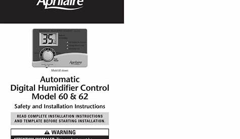 APRILAIRE 60 SAFETY AND INSTALLATION INSTRUCTIONS MANUAL Pdf Download