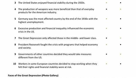 great depression worksheet