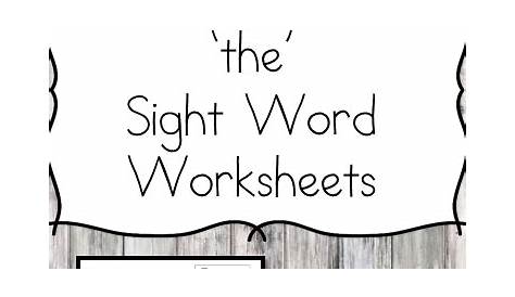 2 Free "The" Sight Word Worksheets -Easy Download! | Mrs. Karle's Sight