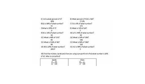 Percent Proportions Practice Problems Worksheet by PreAlgebrateachers