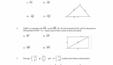 ib math sl vectors worksheet